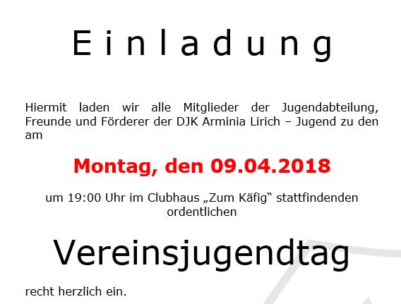 Foto zum Beitrag: Einladung zum Vereinsjugendtag 2018